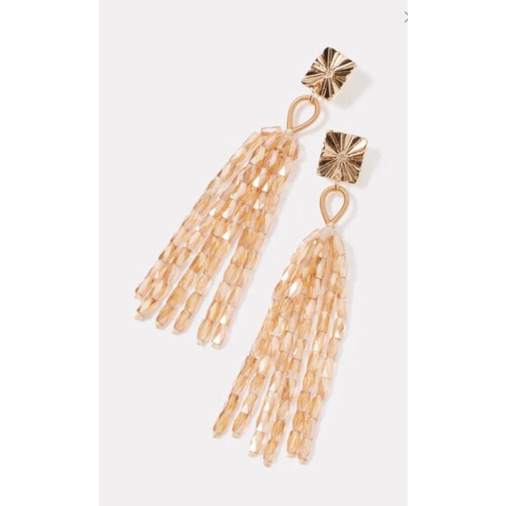 Evereve Luna Bead and gold Drop Earrings NWOT